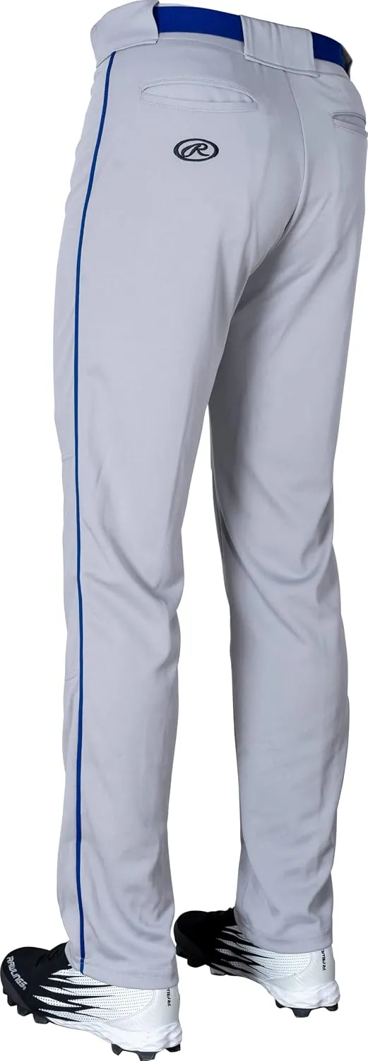 Rawlings Semi-Relaxed Full Length Baseball Pant | Solid & Piped Options | Adult Sizes | Multiple Colors