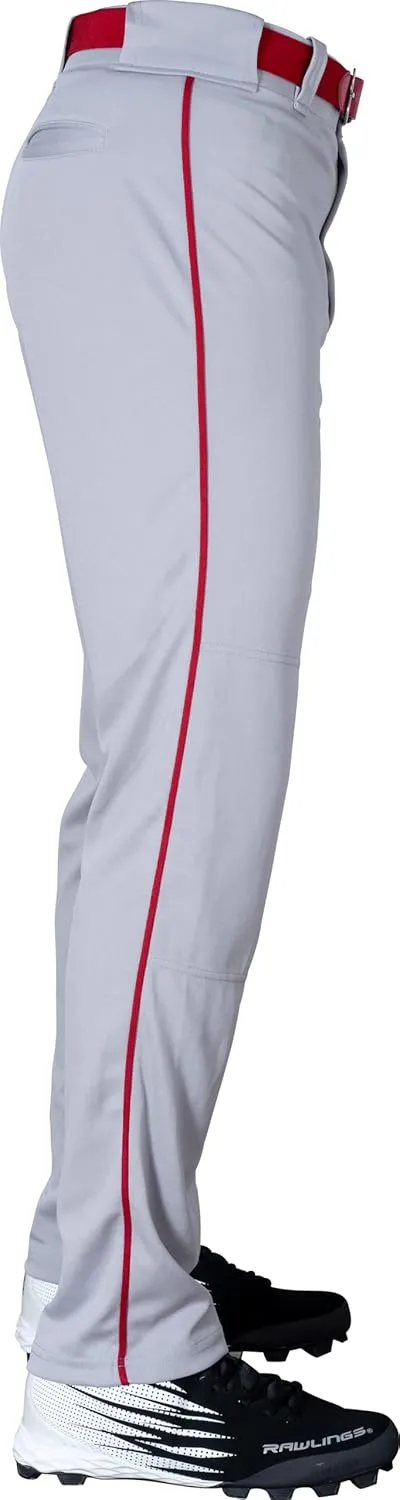 Rawlings Semi-Relaxed Full Length Baseball Pant | Solid & Piped Options | Adult Sizes | Multiple Colors