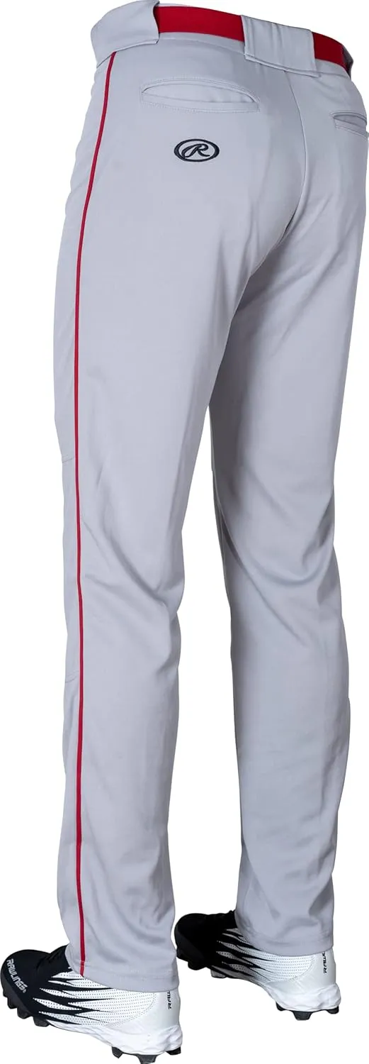 Rawlings Semi-Relaxed Full Length Baseball Pant | Solid & Piped Options | Adult Sizes | Multiple Colors