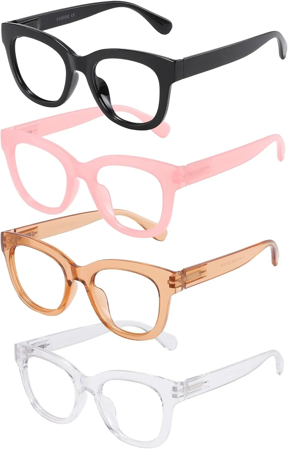 Reading Glasses for Women Men Square Oval Readers with Spring Hinge Anti UV Glare