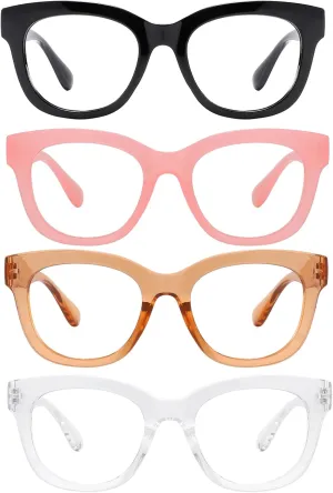 Reading Glasses for Women Men Square Oval Readers with Spring Hinge Anti UV Glare