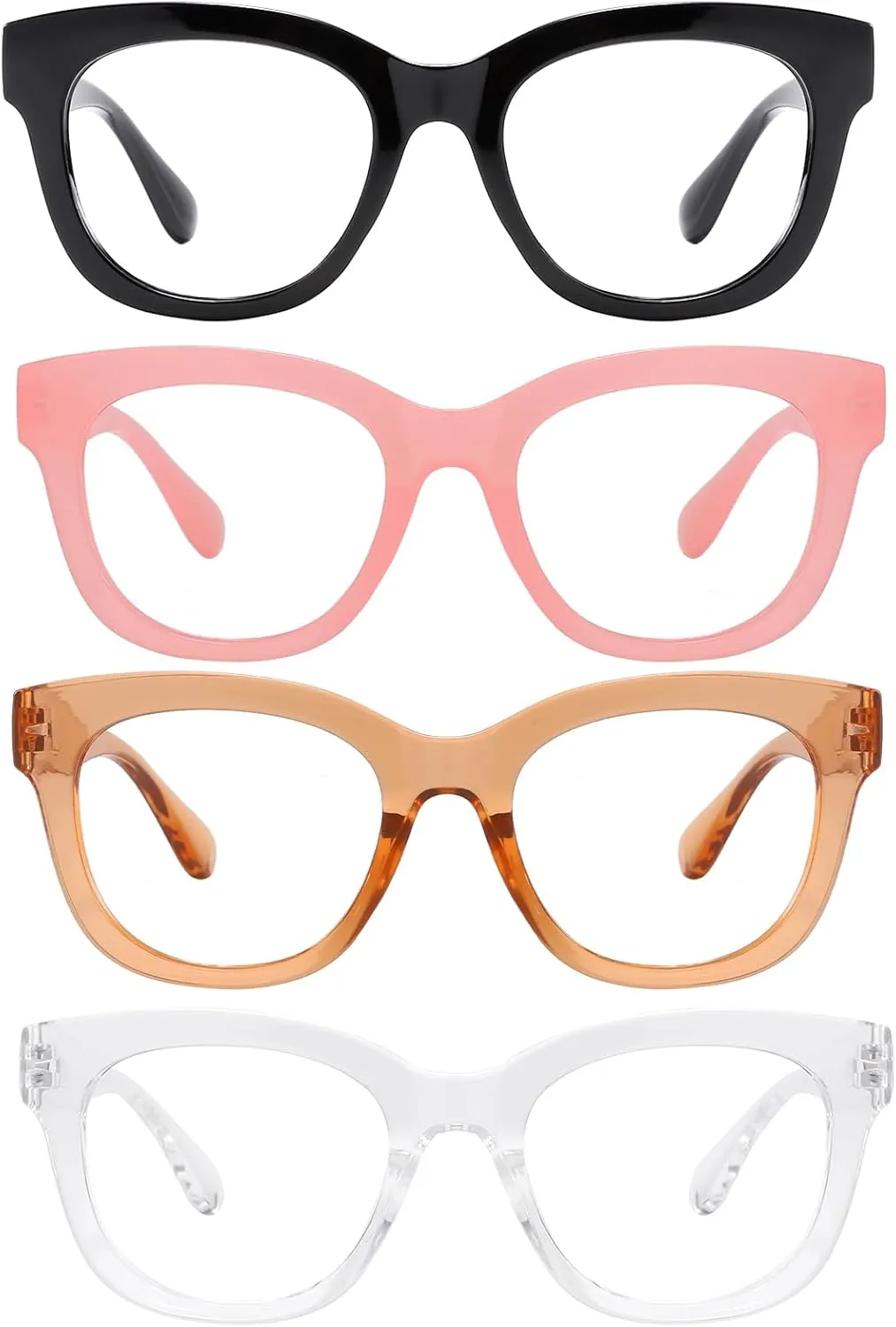 Reading Glasses for Women Men Square Oval Readers with Spring Hinge Anti UV Glare