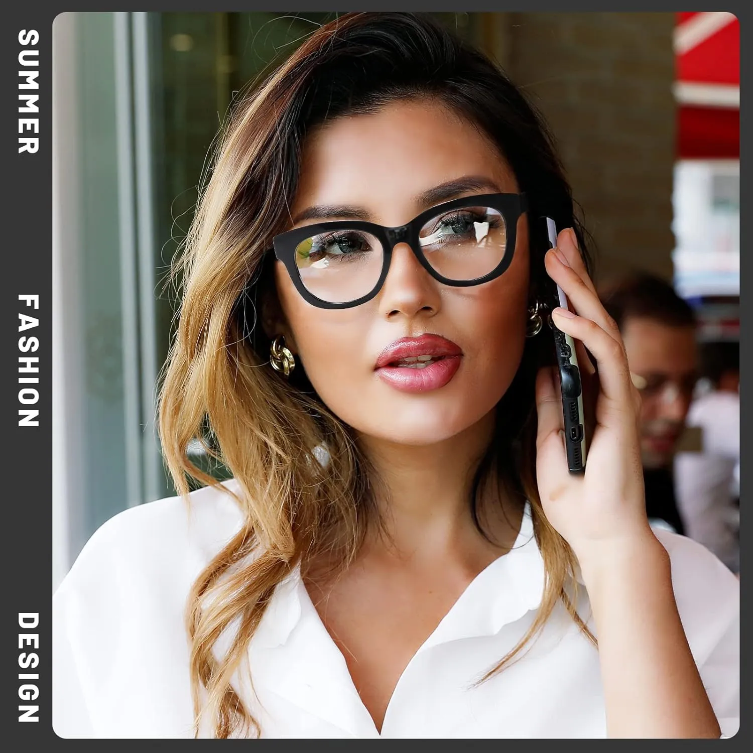 Reading Glasses for Women Men Square Oval Readers with Spring Hinge Anti UV Glare