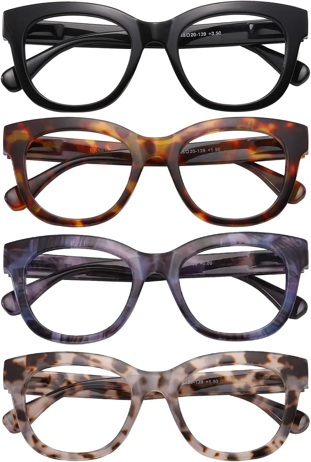 Reading Glasses for Women Men Square Oval Readers with Spring Hinge Anti UV Glare