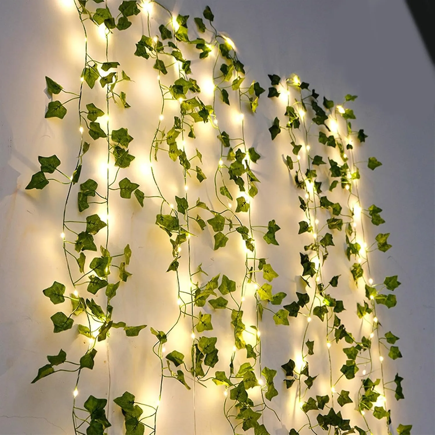 RECUTMS Artificial Ivy Vines 250 FT with 300 LED String Light Leaf Garland Fake Hanging Plants for Long Leaves Greenery Room Garden Office Wedding Wall Shower Patio Outdoor Indoor Decor (36 Pack)