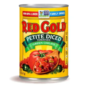 Red Gold Petite Diced Tomatoes Green Chilies, 14.5oz Can (Pack of 6)
