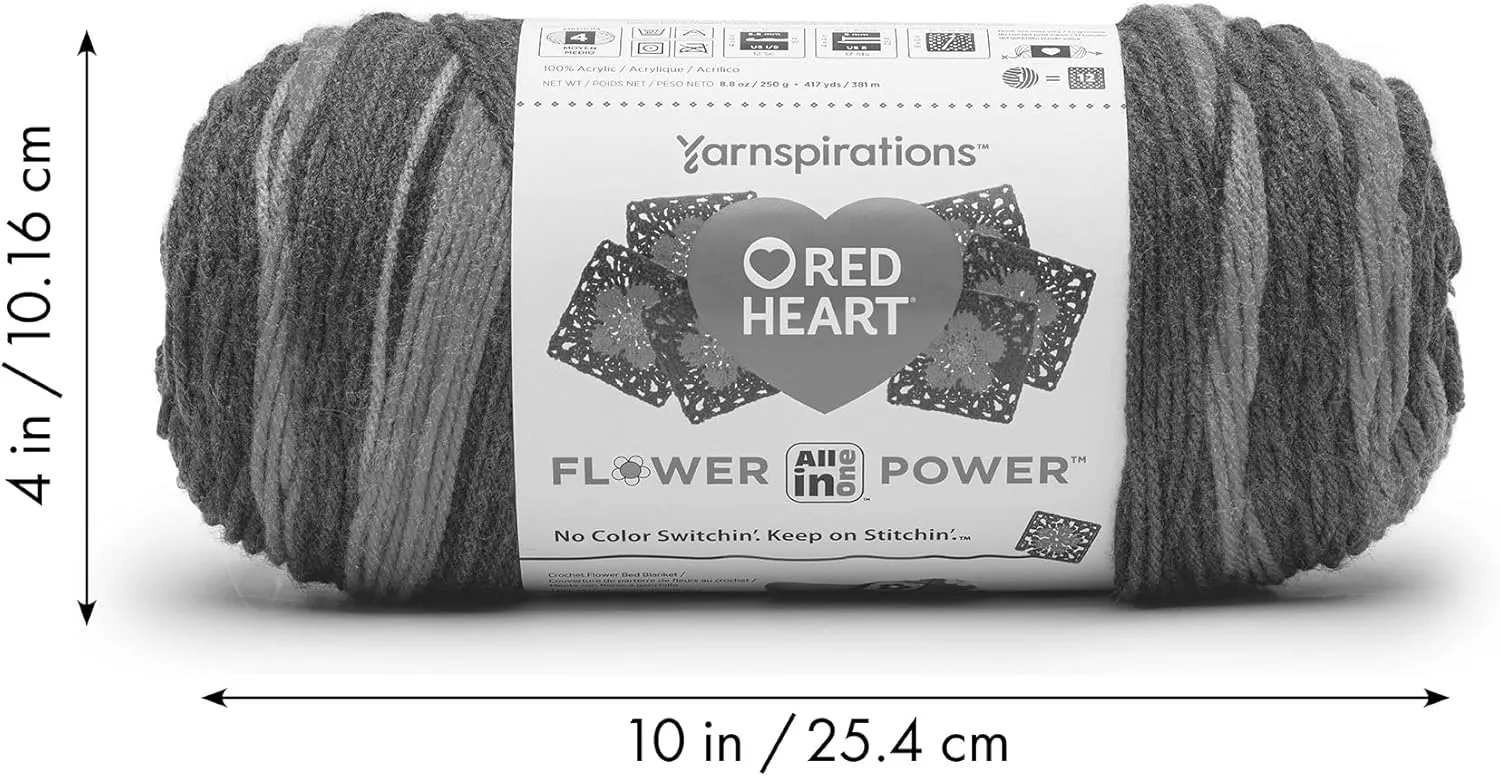 Red Heart All in ONE Flower Power Cherry Blossom Yarn - 3 Pack of 8.8oz/250g - 100% Acrylic - #4 Worsted (Medium) - 440 Yards - Knitting/Crochet