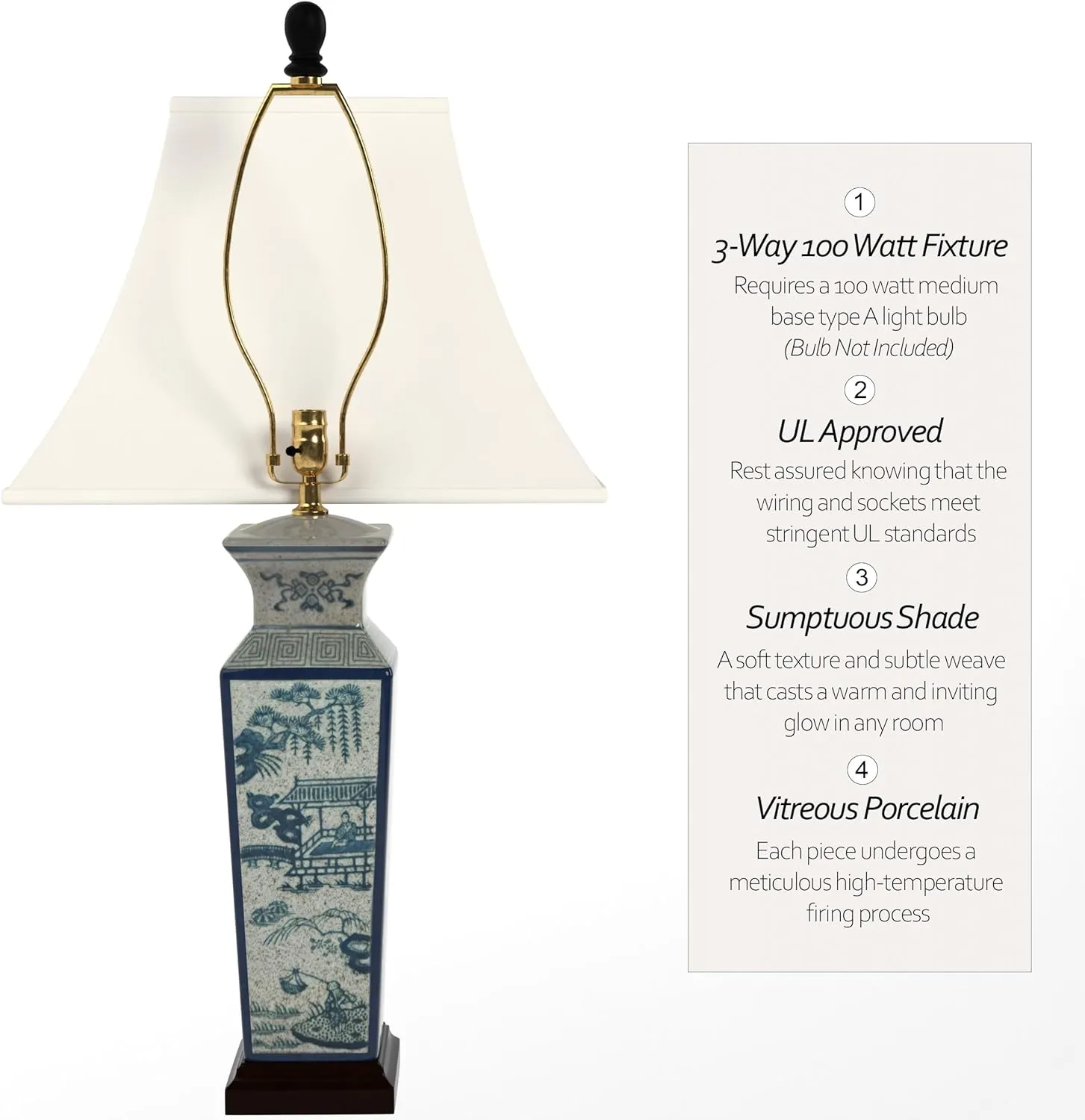Red Lantern 26" Blue Landscape Porcelain Lamp