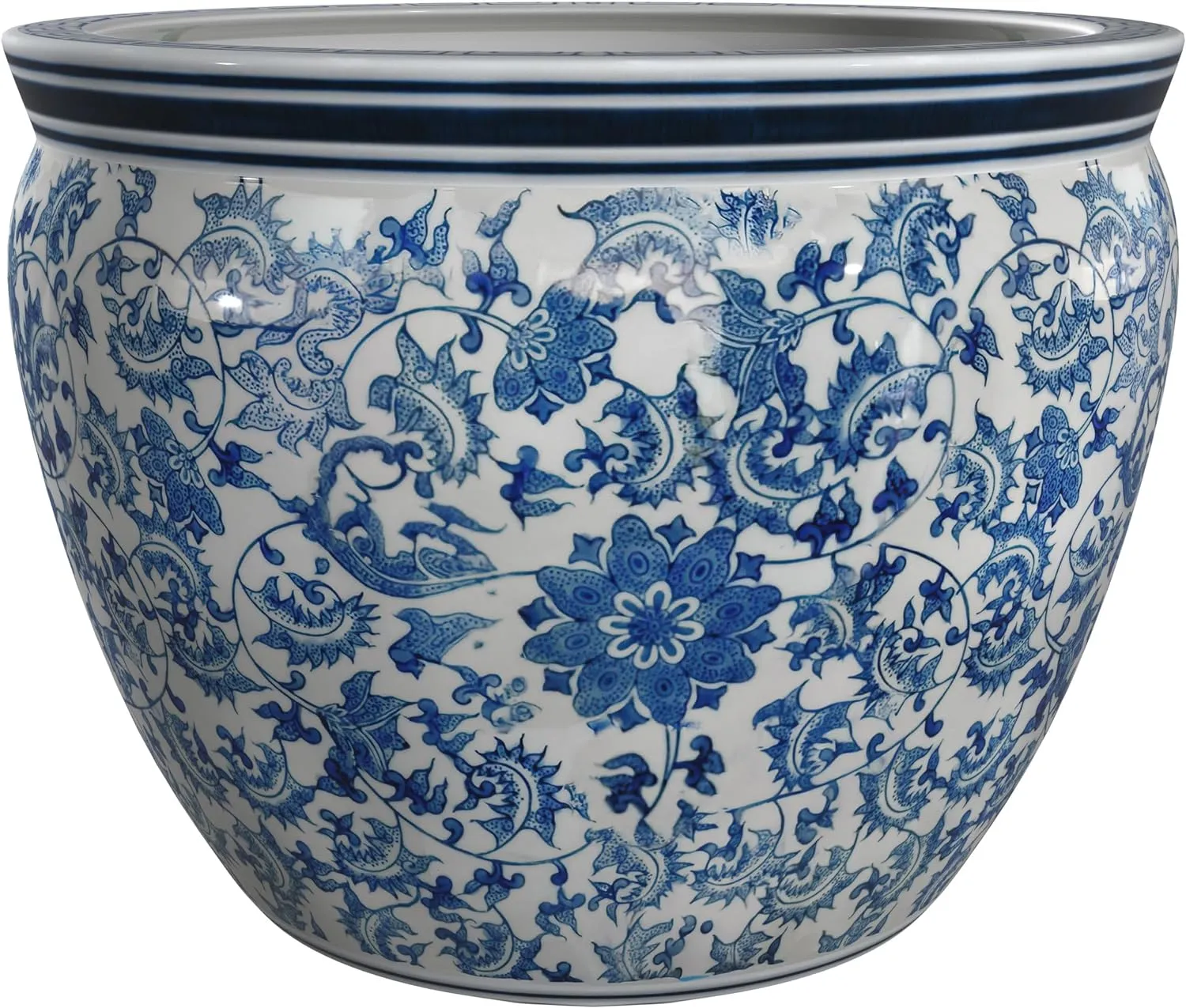 Red Lantern 8" Fishbowl - Blue and White Floral