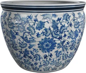 Red Lantern 8" Fishbowl - Blue and White Floral