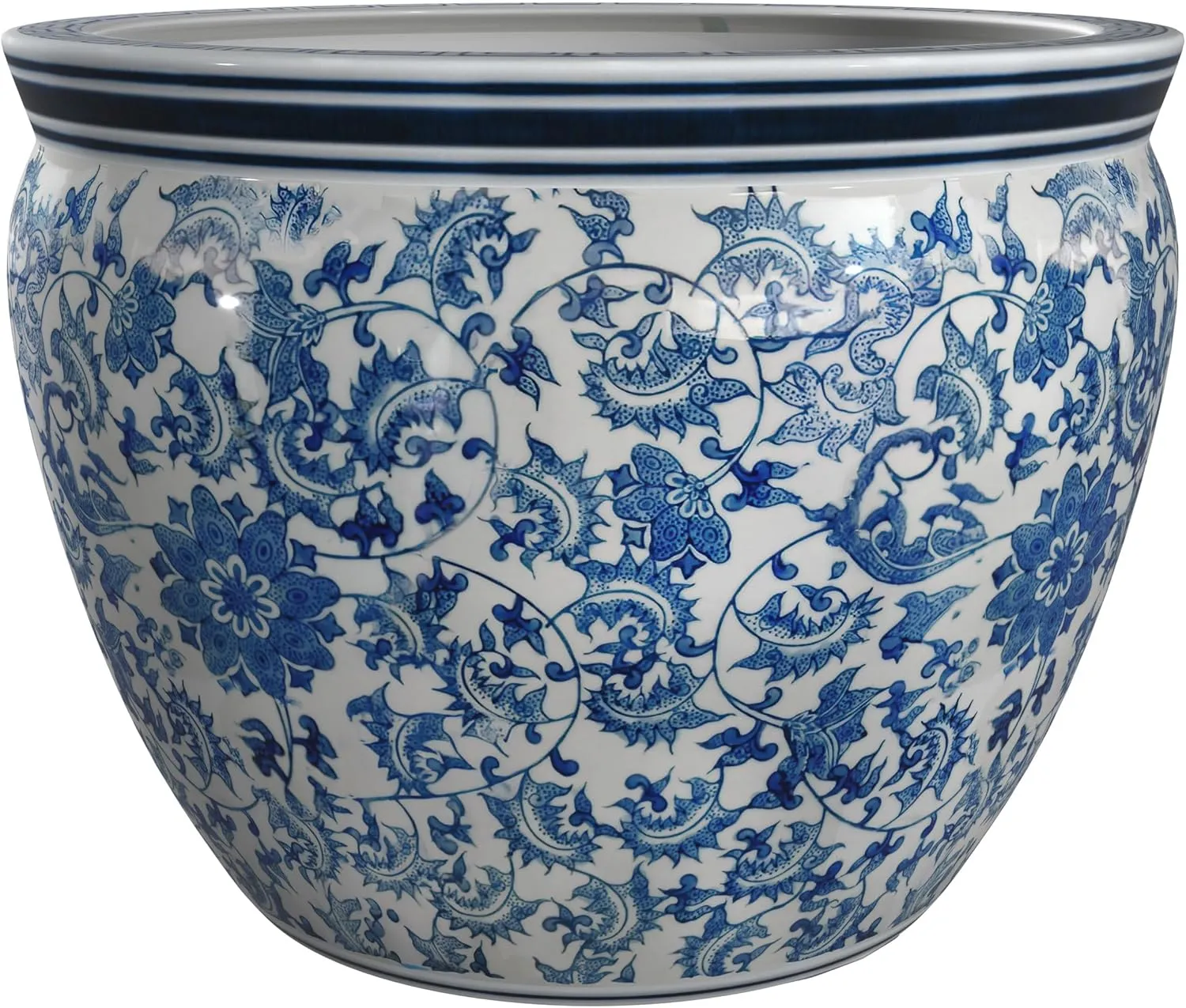 Red Lantern 8" Fishbowl - Blue and White Floral