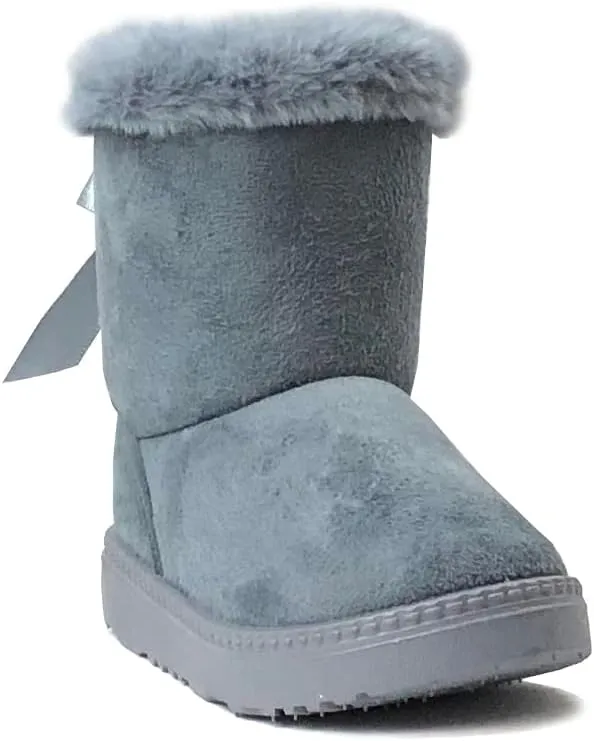 REDVOLUTION Kids Boots Toddler Girls Cute Butterfly Bow | PomPom PU leather Boot (Toddler/Small Kid)
