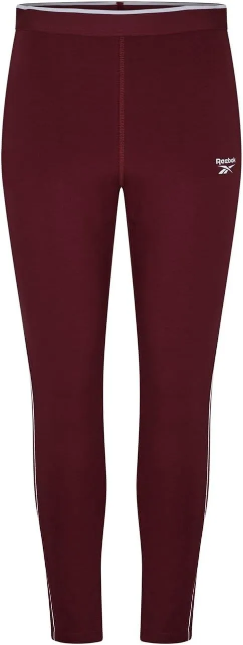 Reebok Women's RIE Identity Cotton Athletic Training Gym Leggings (US, Alpha, X-Small, Regular, Regular, 1, Classic Maroon F23)