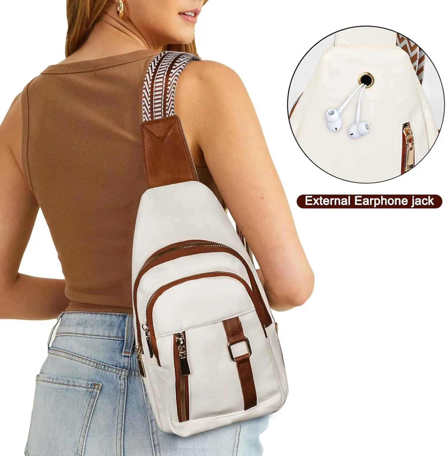 Relang Sling Bag for Women Crossbody, Leather Cross Body Fanny Packs for Women, Trendy Chest Bag for Travel and Daily Use
