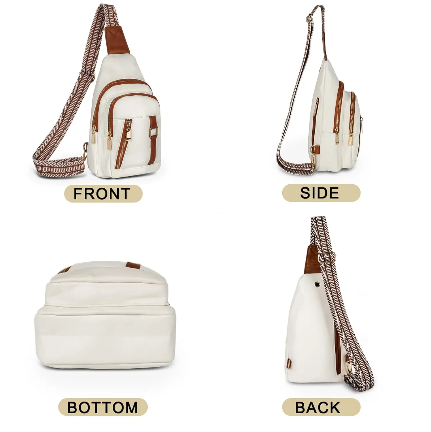 Relang Sling Bag for Women Crossbody, Leather Cross Body Fanny Packs for Women, Trendy Chest Bag for Travel and Daily Use