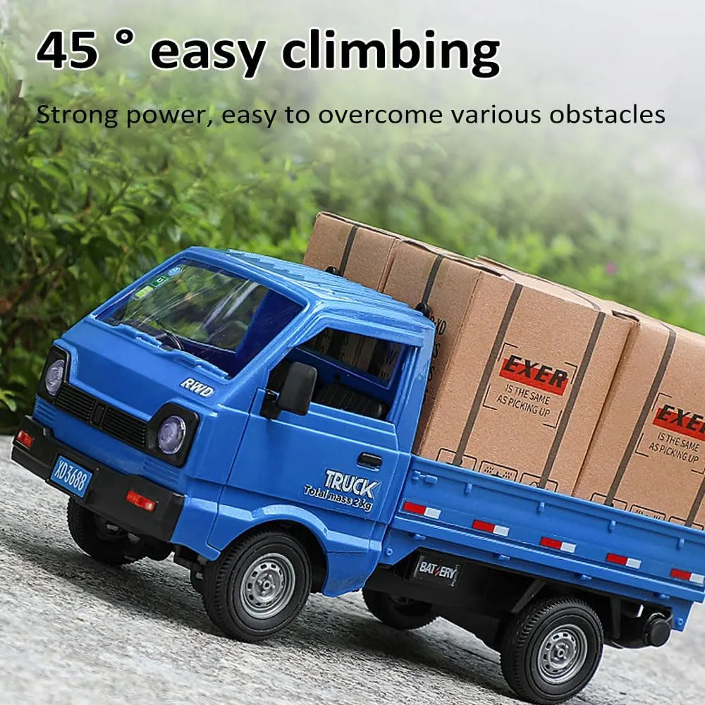 Remote Control Car RC Kei Truck,1:16 Scale RC Transporter Pickup Truck, 2.4GHz All Terrain RC Transport Cars with Spray & Light, 2 Batteries, Best Gifts Ideas for Kids Age 6 Year Old (White)