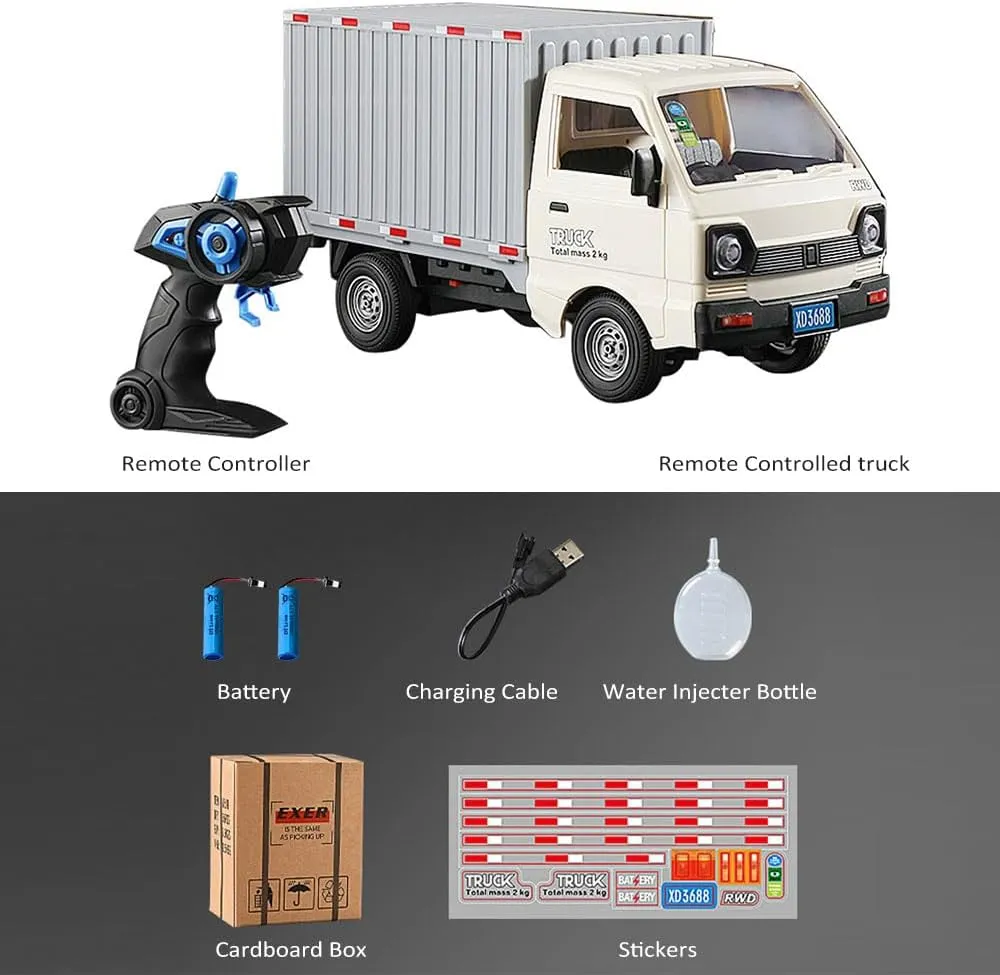 Remote Control Car RC Truck,1:16 Scale RC Transporter Truck, 2.4GHz All Terrain RC Transport Cars with Spray & Light, 2 Batteries, Best Gifts Ideas for Kids Age 6 Year Old (White)