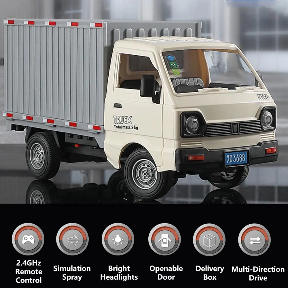 Remote Control Car RC Truck,1:16 Scale RC Transporter Truck, 2.4GHz All Terrain RC Transport Cars with Spray & Light, 2 Batteries, Best Gifts Ideas for Kids Age 6 Year Old (White)