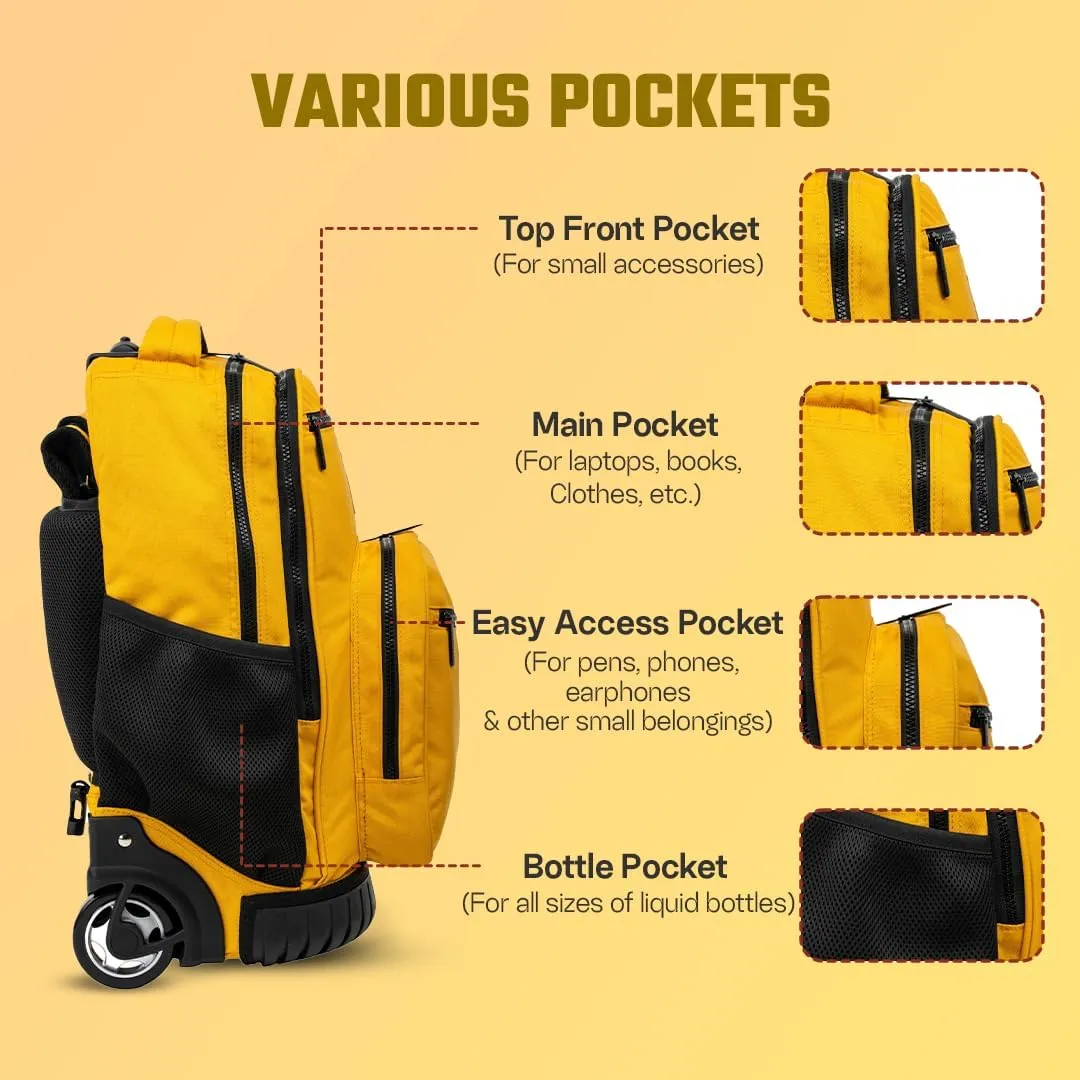 Rolling Trolley Backpacks (Mustard)