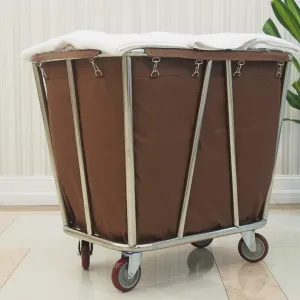 ROLTIN Storage Hand Trucks Kitchen Movable Trolleys Commercial Laundry Sorter Cart Hotel Linen Cart with Handle Lobby Service Rolling Trolley with Movable Bag, 90*65*85Cm, Beige
