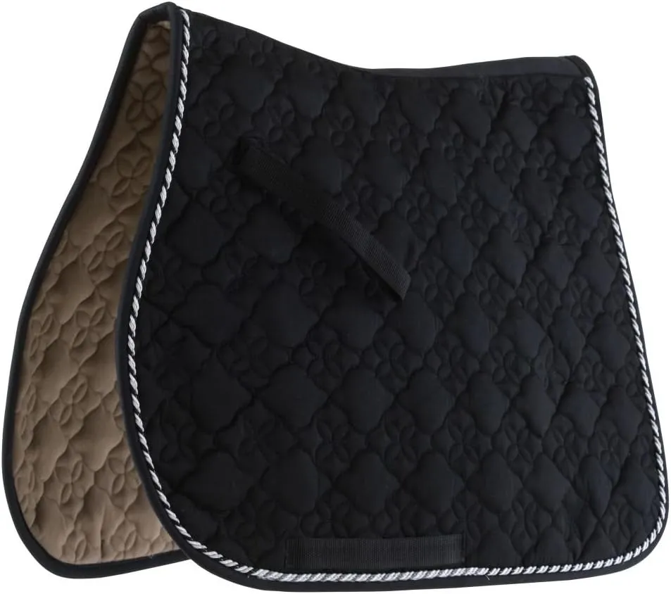 Roma ECOLE Flower Diamond Quilt All Purpose Saddle PAD Black/Silver Full