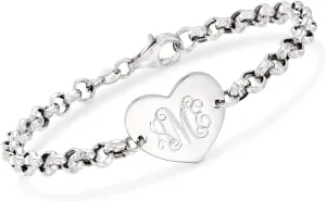 Ross-Simons Italian Sterling Silver Personalized Heart Bracelet