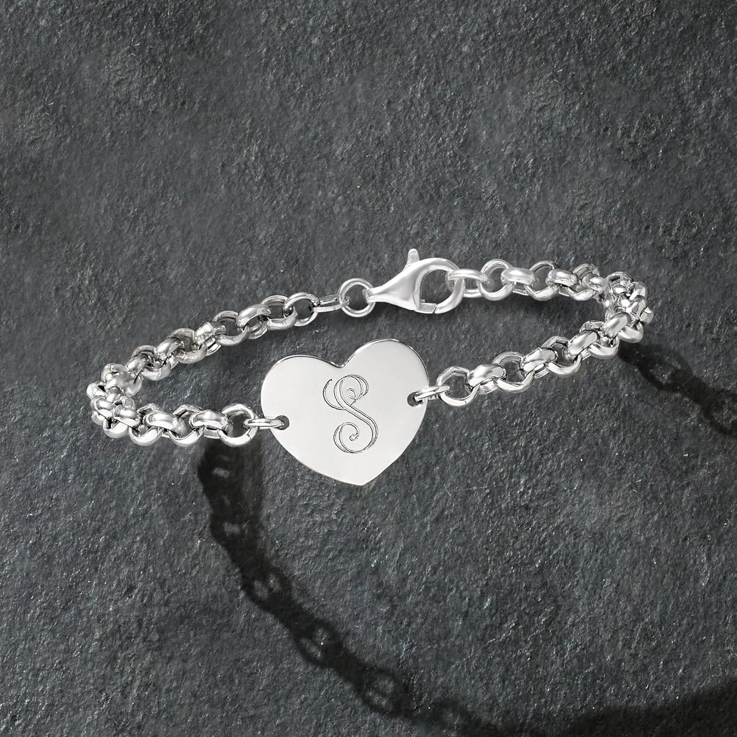 Ross-Simons Italian Sterling Silver Personalized Heart Bracelet