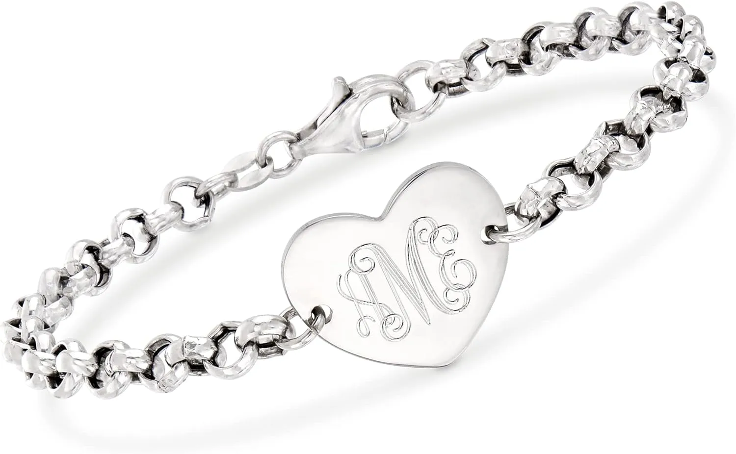 Ross-Simons Italian Sterling Silver Personalized Heart Bracelet
