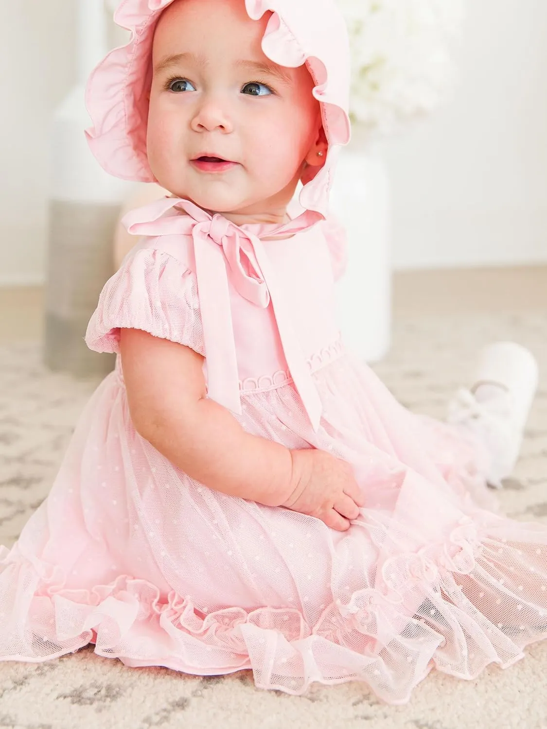 RuffleButts Baby Girls Coodinated Outfit Tulle Dress Bloomer Set