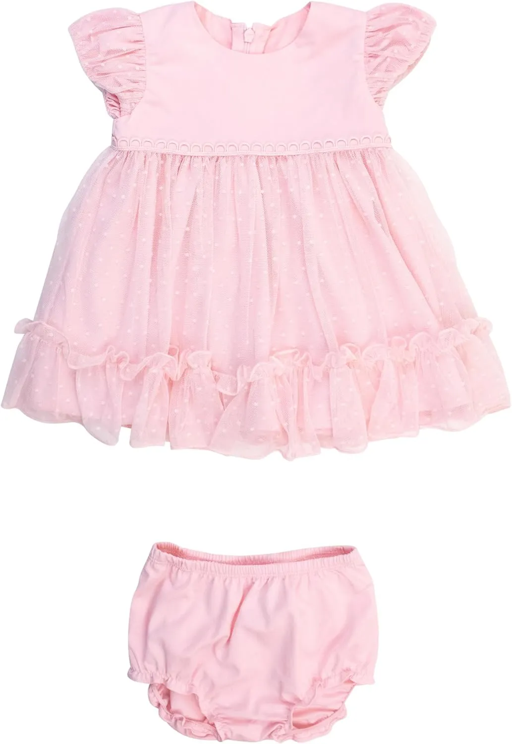 RuffleButts Baby Girls Coodinated Outfit Tulle Dress Bloomer Set