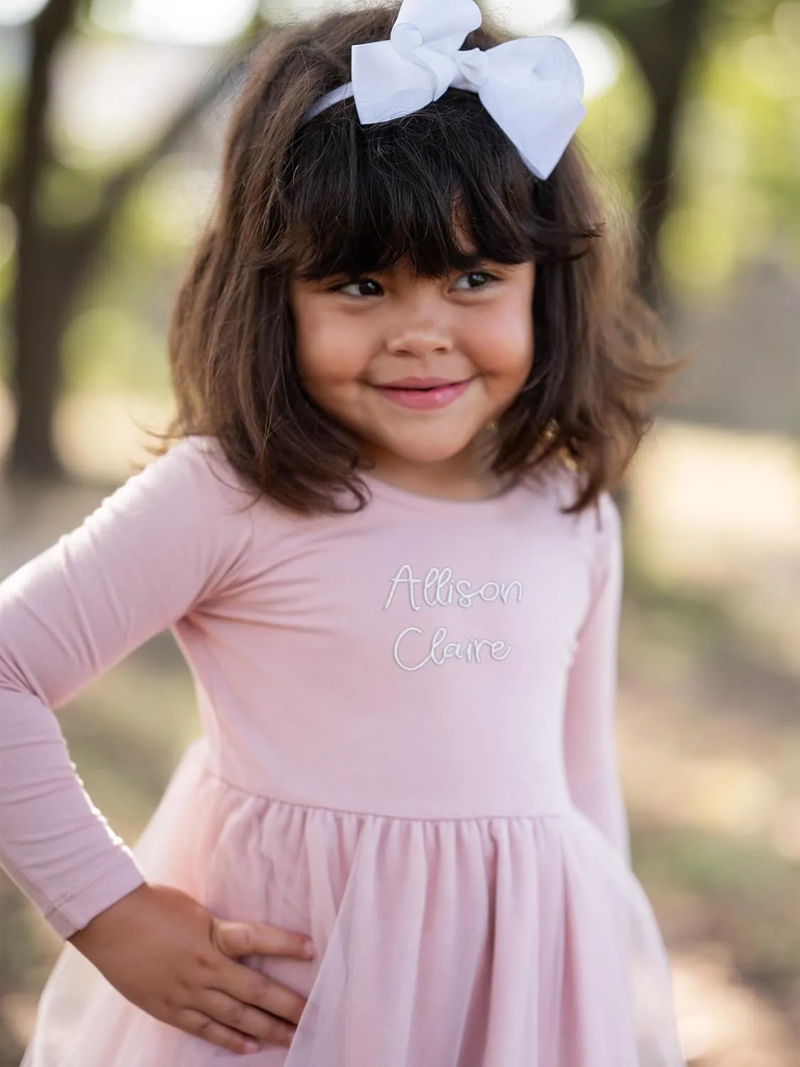 RuffleButts Baby/Toddler Girls Long Sleeve Tulle Twirl Dress