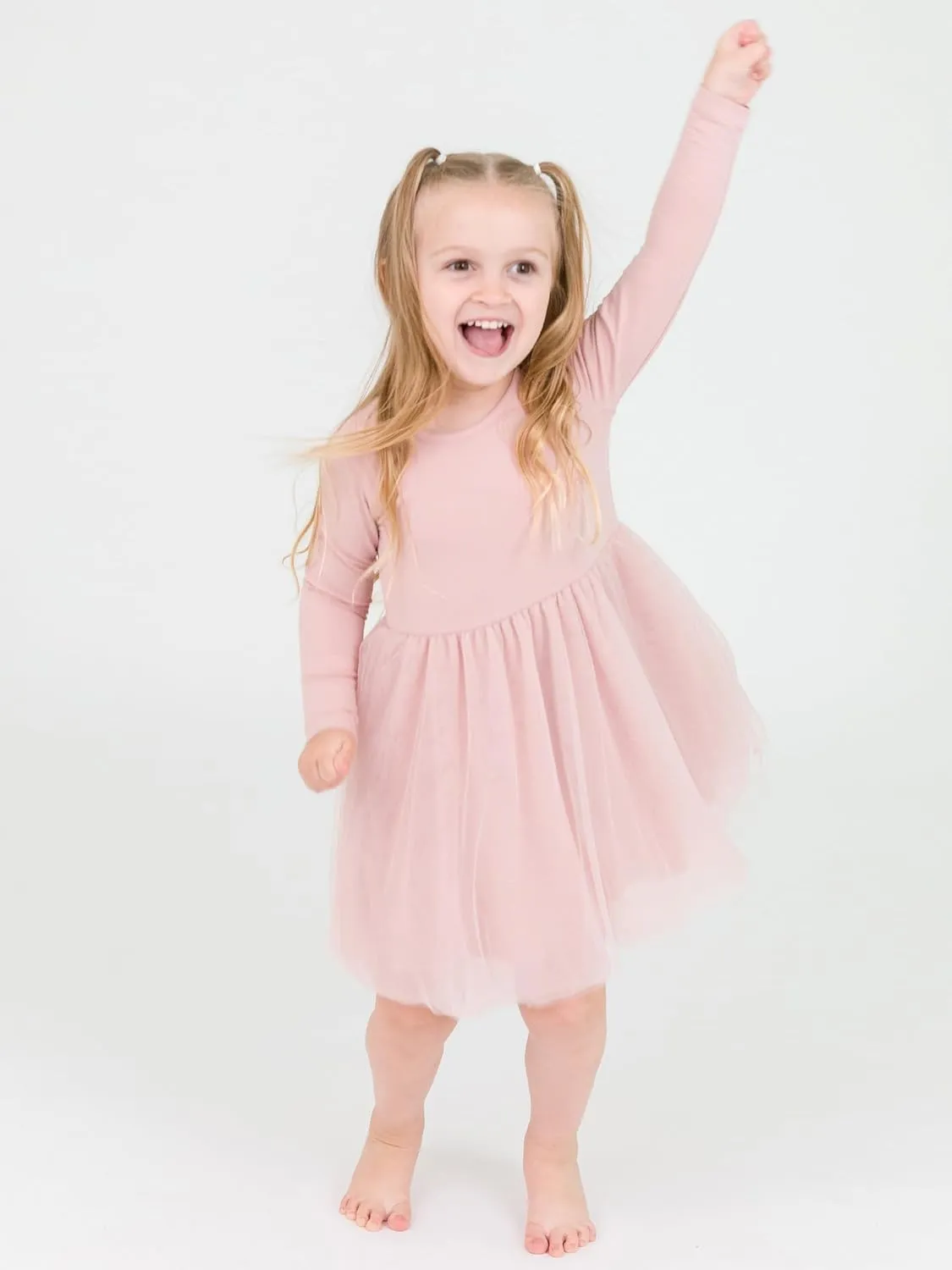 RuffleButts Baby/Toddler Girls Long Sleeve Tulle Twirl Dress