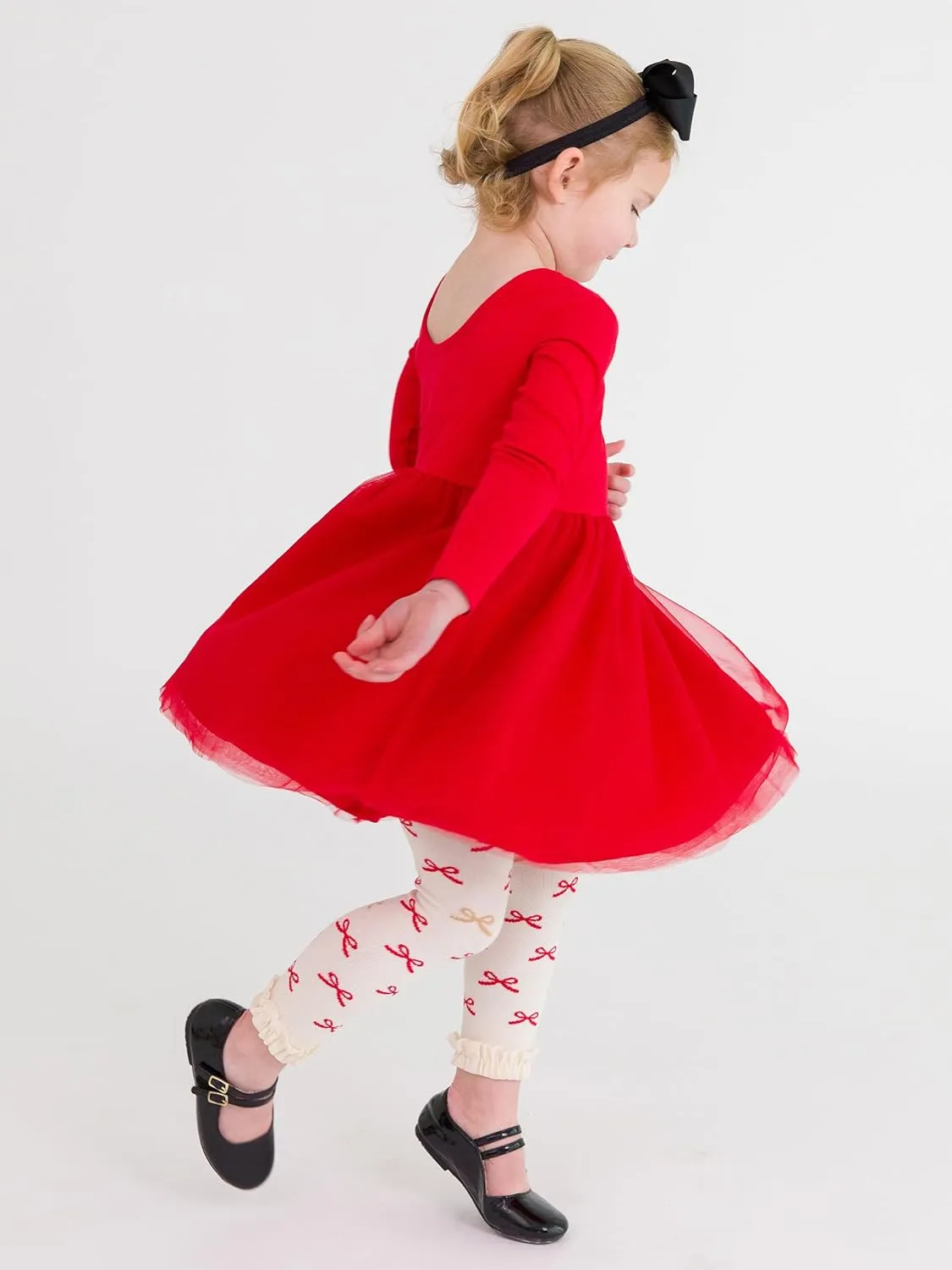 RuffleButts Baby/Toddler Girls Long Sleeve Tulle Twirl Dress