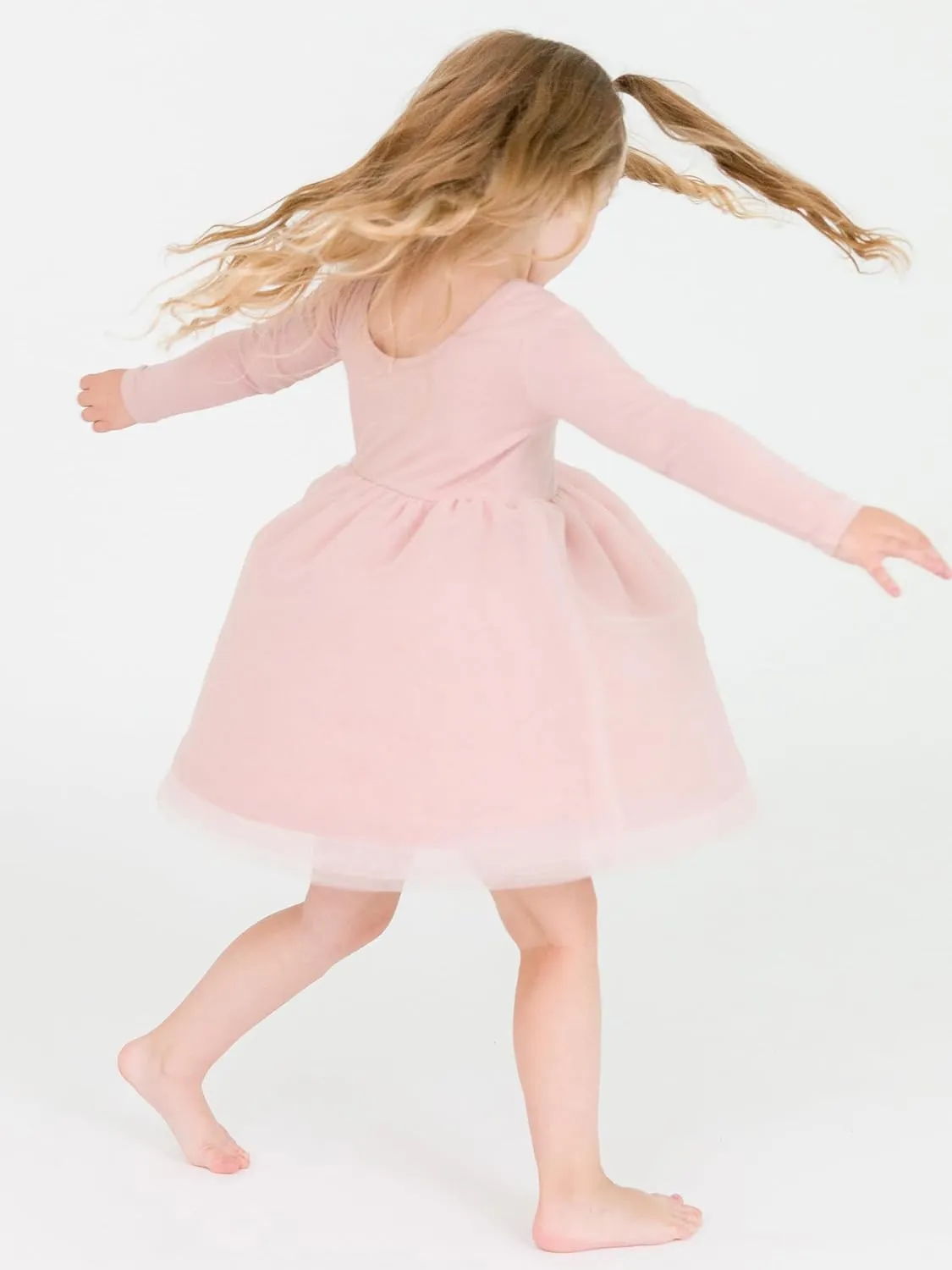 RuffleButts Baby/Toddler Girls Long Sleeve Tulle Twirl Dress