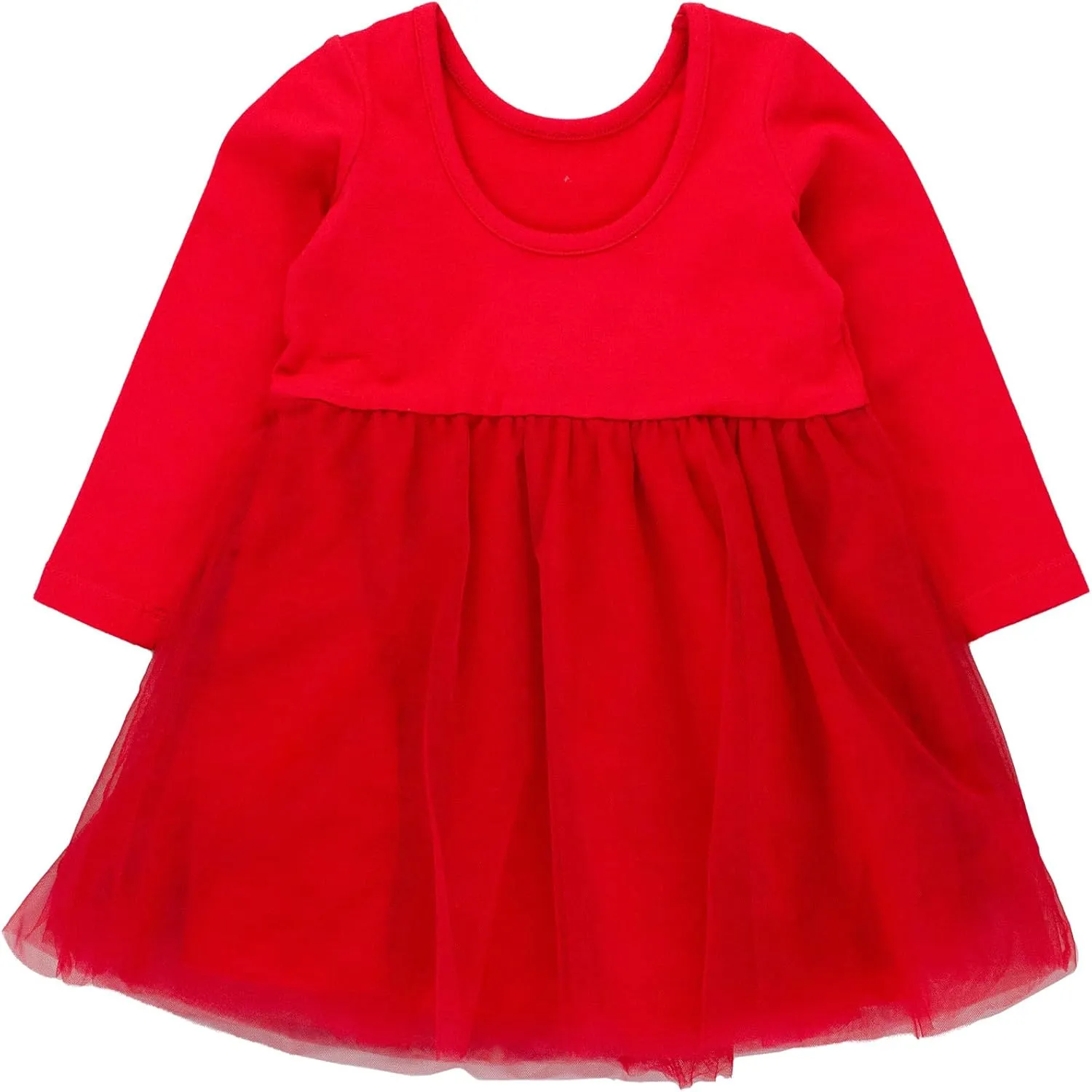RuffleButts Baby/Toddler Girls Long Sleeve Tulle Twirl Dress