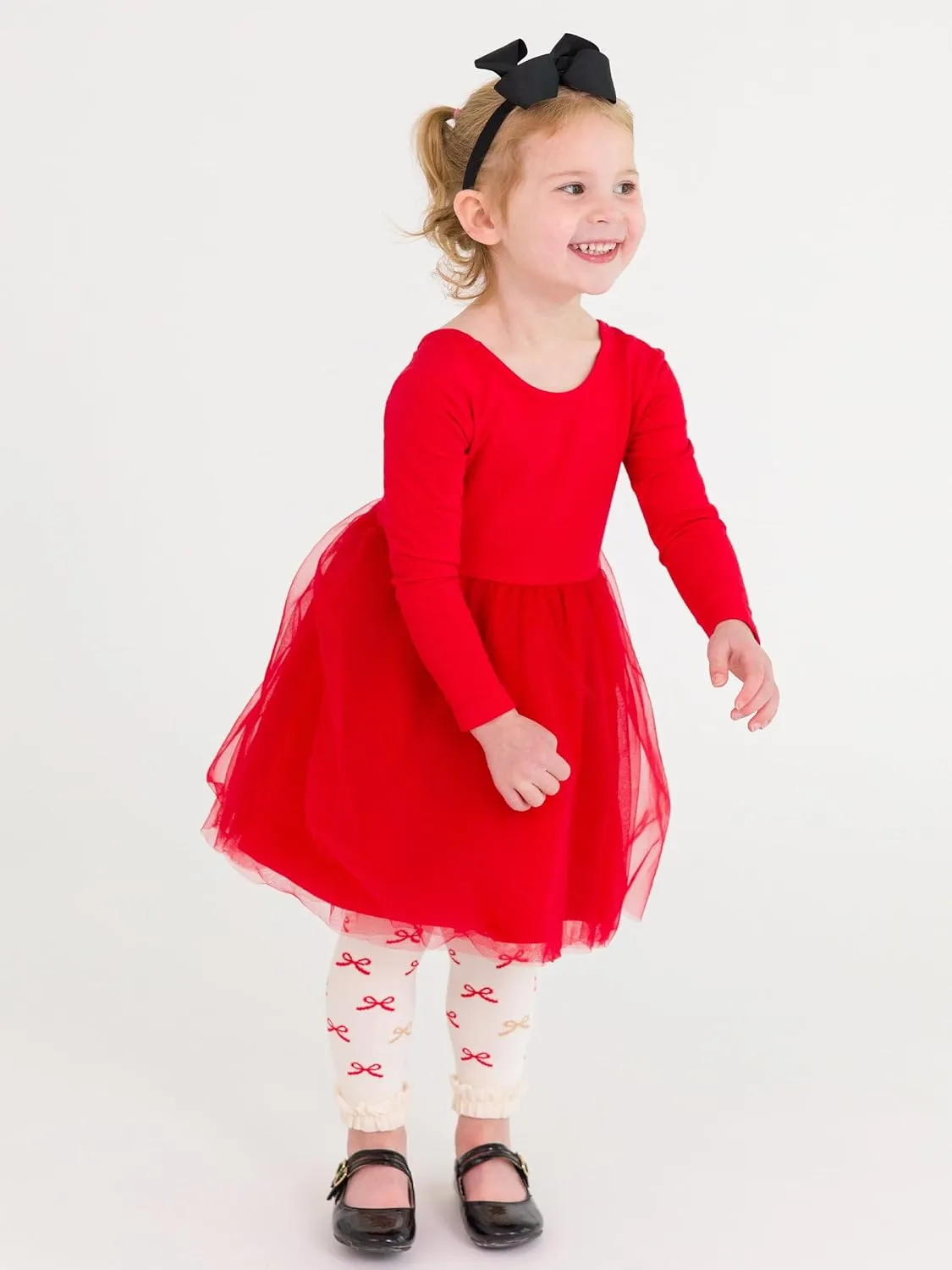 RuffleButts Baby/Toddler Girls Long Sleeve Tulle Twirl Dress