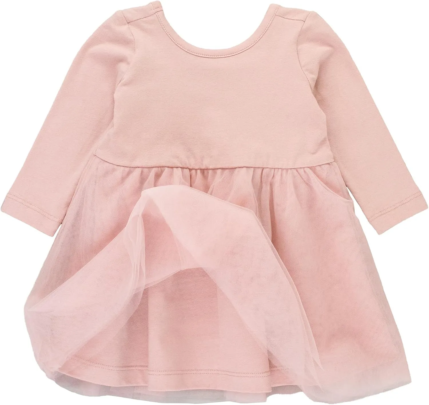 RuffleButts Baby/Toddler Girls Long Sleeve Tulle Twirl Dress