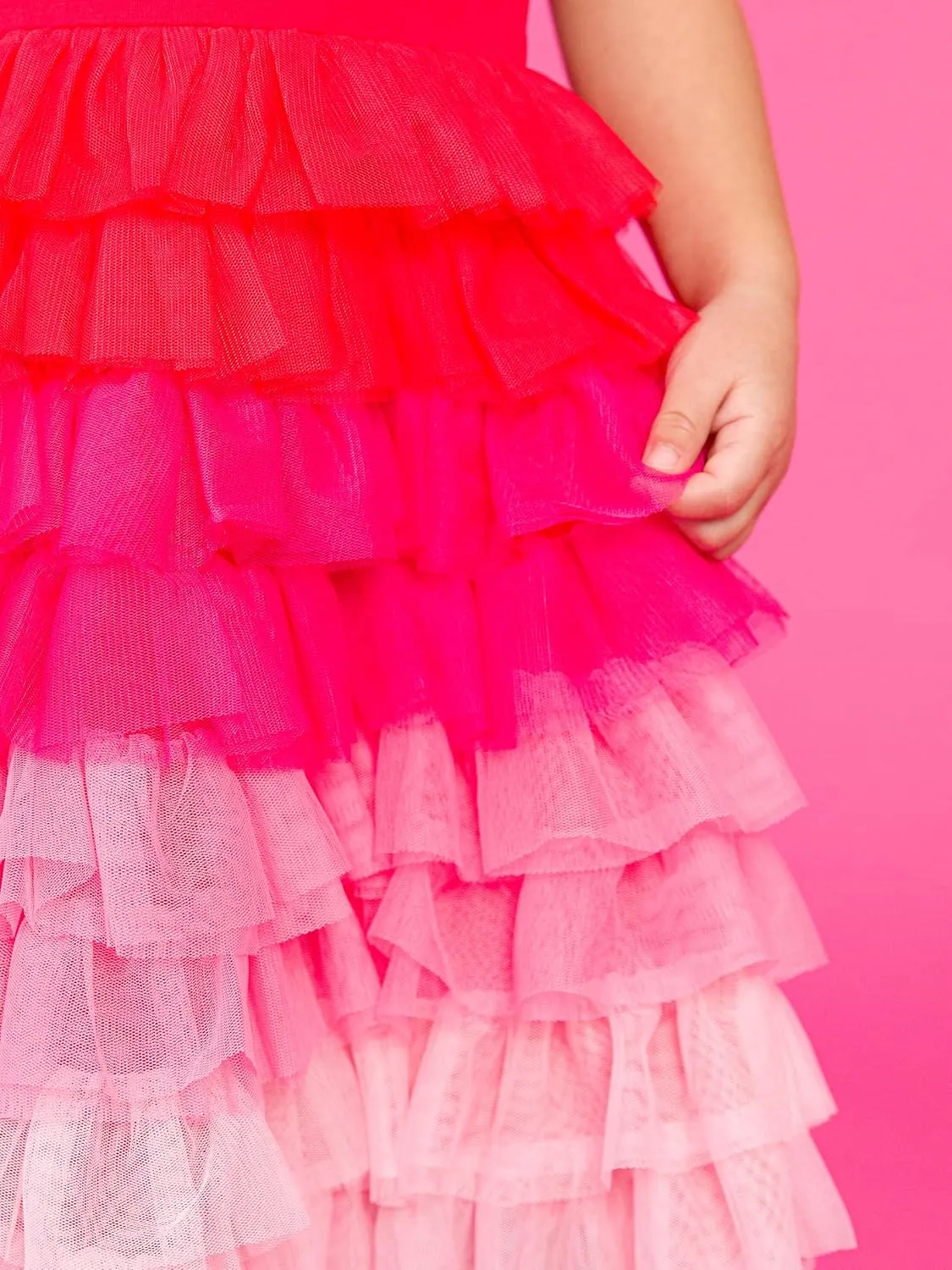 RuffleButts Baby/Toddler Girls Multicolor Layered Tulle Tiered Tutu Dress