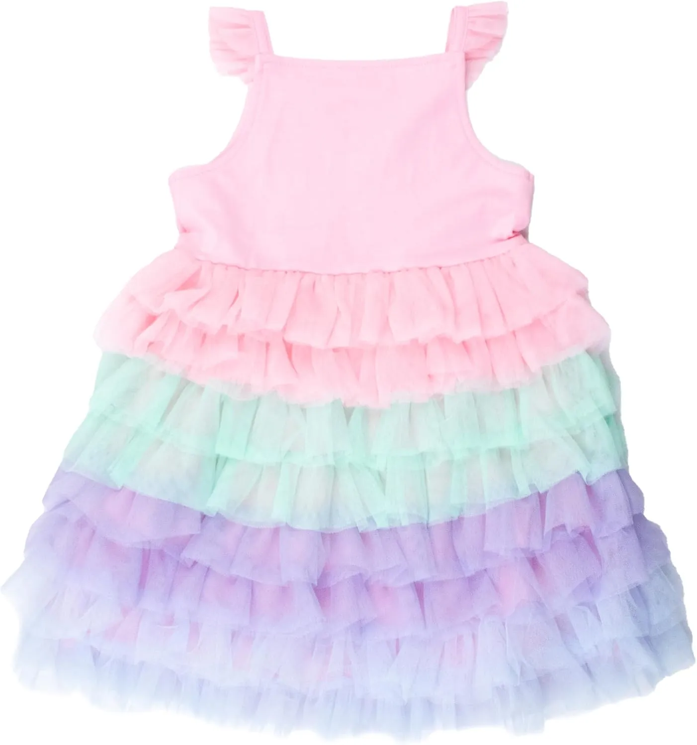 RuffleButts Baby/Toddler Girls Multicolor Layered Tulle Tiered Tutu Dress
