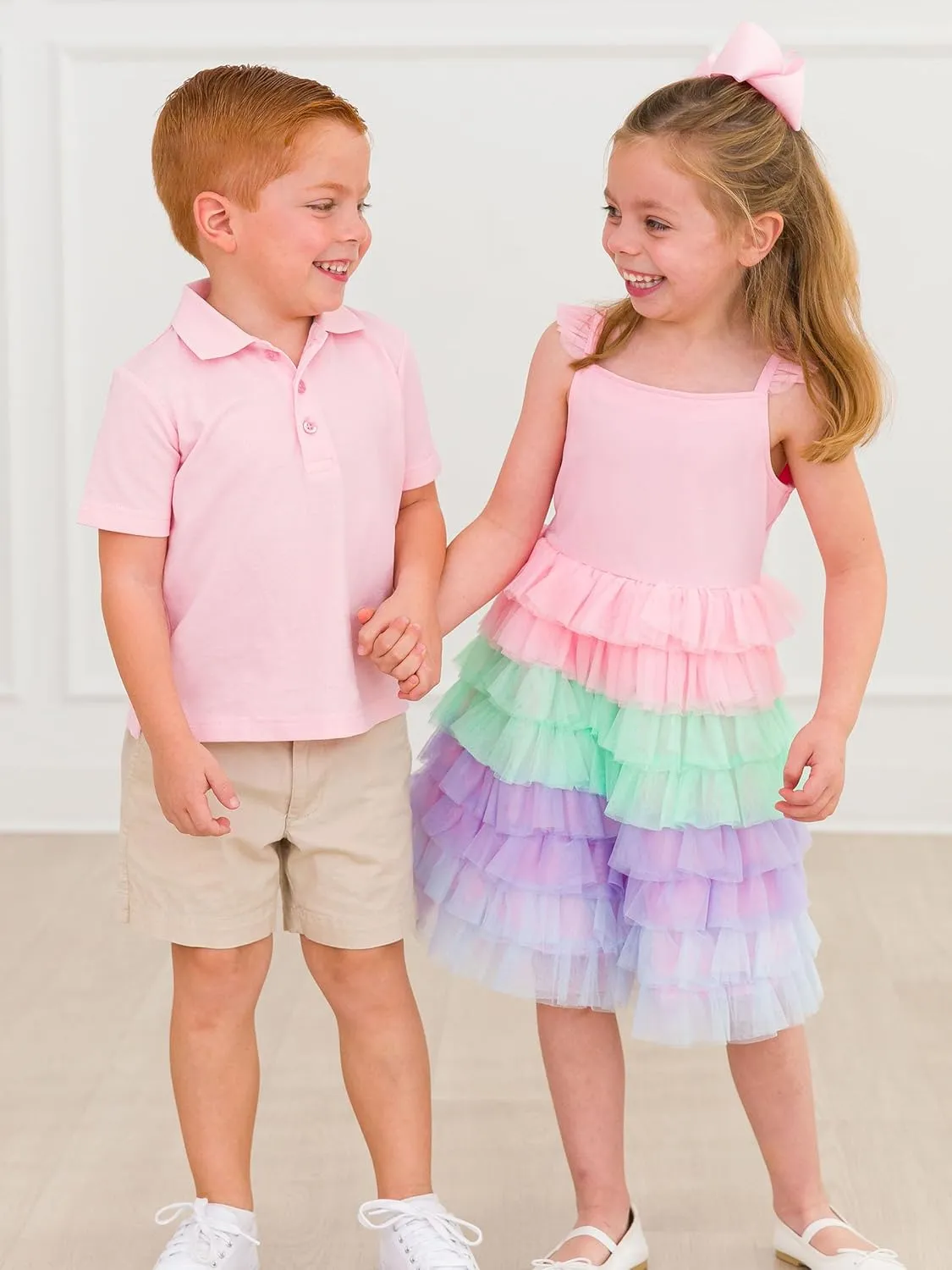 RuffleButts Baby/Toddler Girls Multicolor Layered Tulle Tiered Tutu Dress
