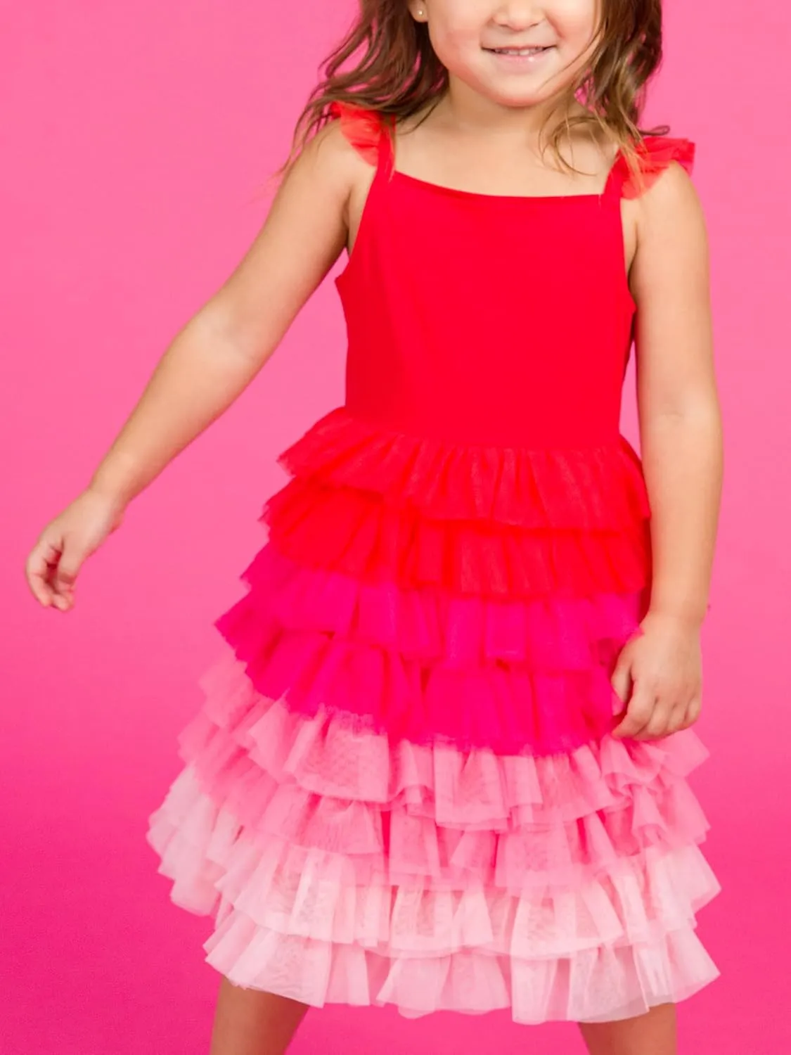 RuffleButts Baby/Toddler Girls Multicolor Layered Tulle Tiered Tutu Dress