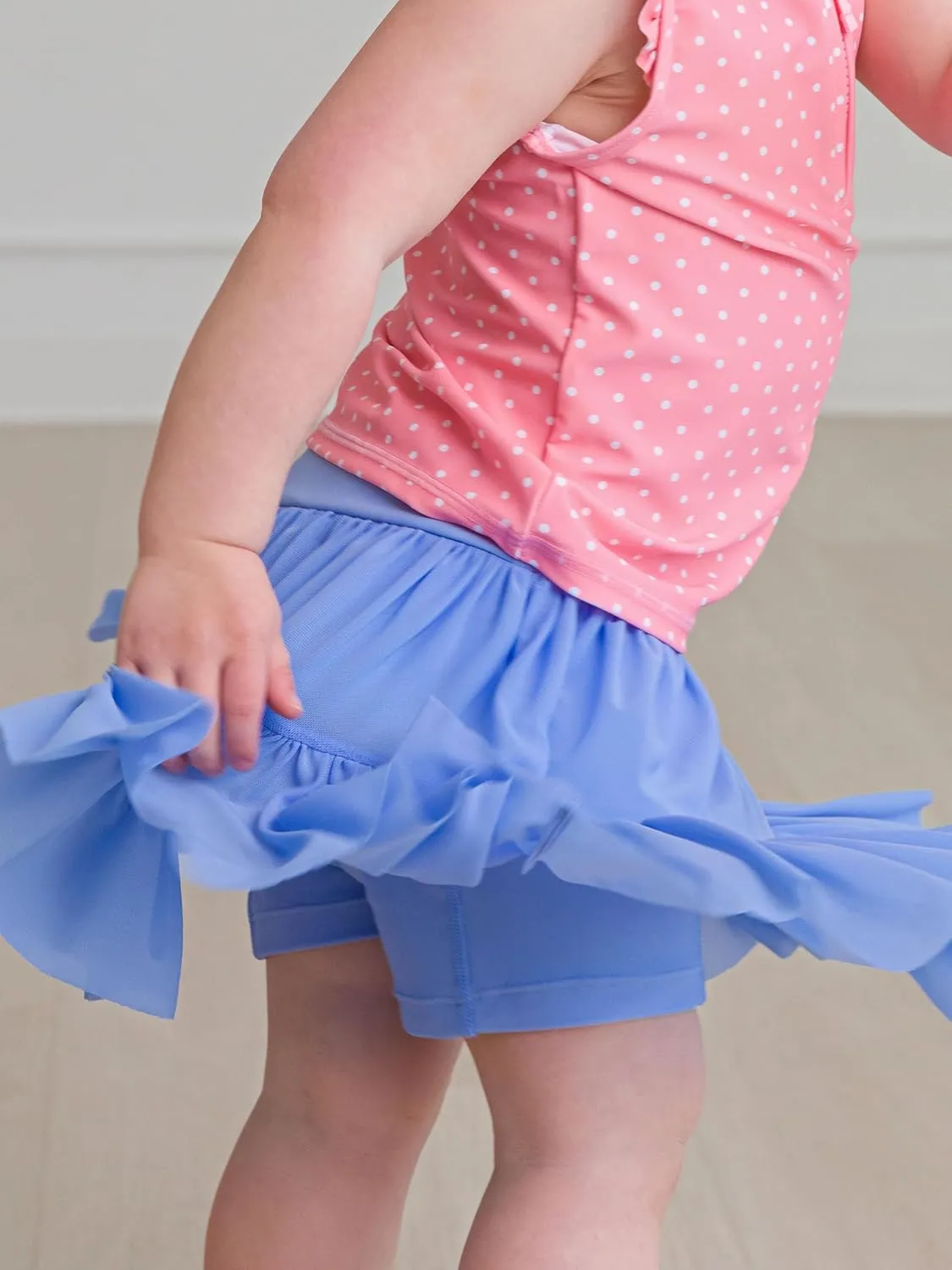RuffleButts Girls Athletic Active Tulle Skort