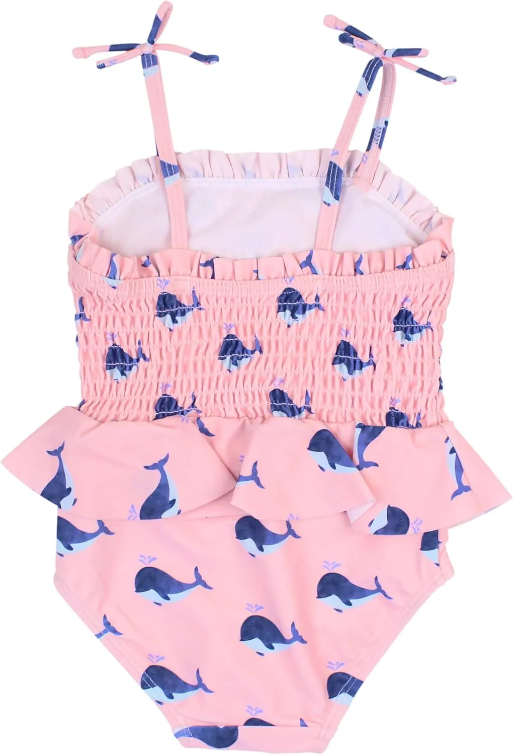 RuffleButts Girls UPF50  Sun Protection Peplum Smocked Bodice/Tulle Skirted One Piece Swimsuit