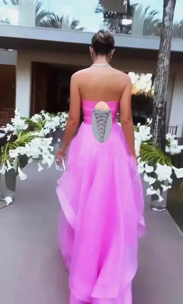 Ruffles Tulle Prom Dress Strapless Formal Evening Party Dresses 2025 Long Ball Gown A-Line Corset Tube Prom Gowns