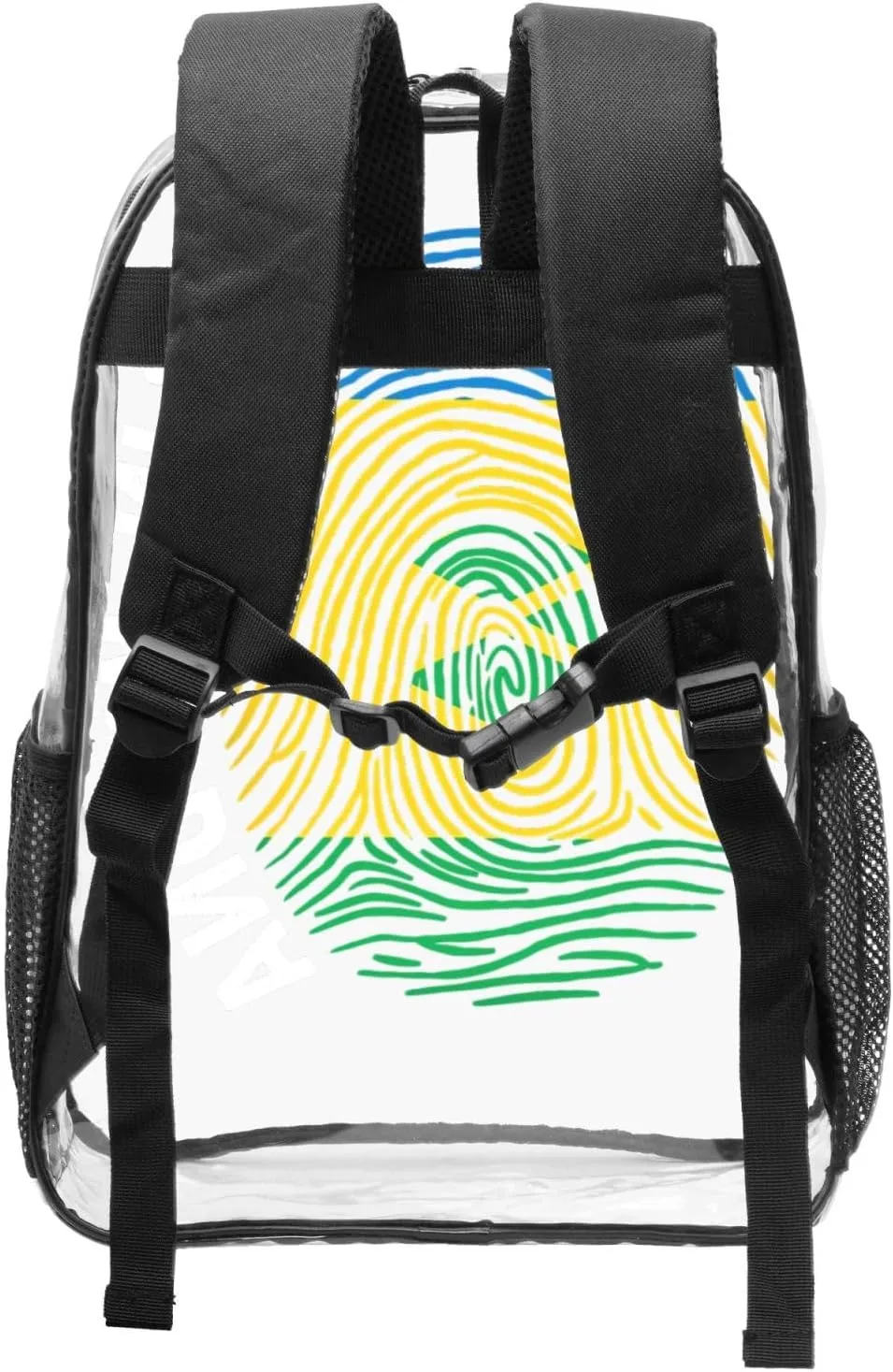 Saint Vincent and the Grenadines Flag Fingers Print 16 Inch Clear PVC Backpacks Transparent Backpack Multipurpose Double Shoulder Bag for Men Women Gifts