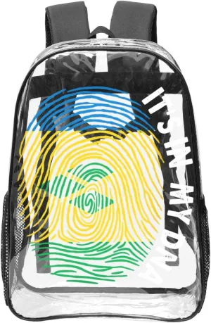 Saint Vincent and the Grenadines Flag Fingers Print 16 Inch Clear PVC Backpacks Transparent Backpack Multipurpose Double Shoulder Bag for Men Women Gifts