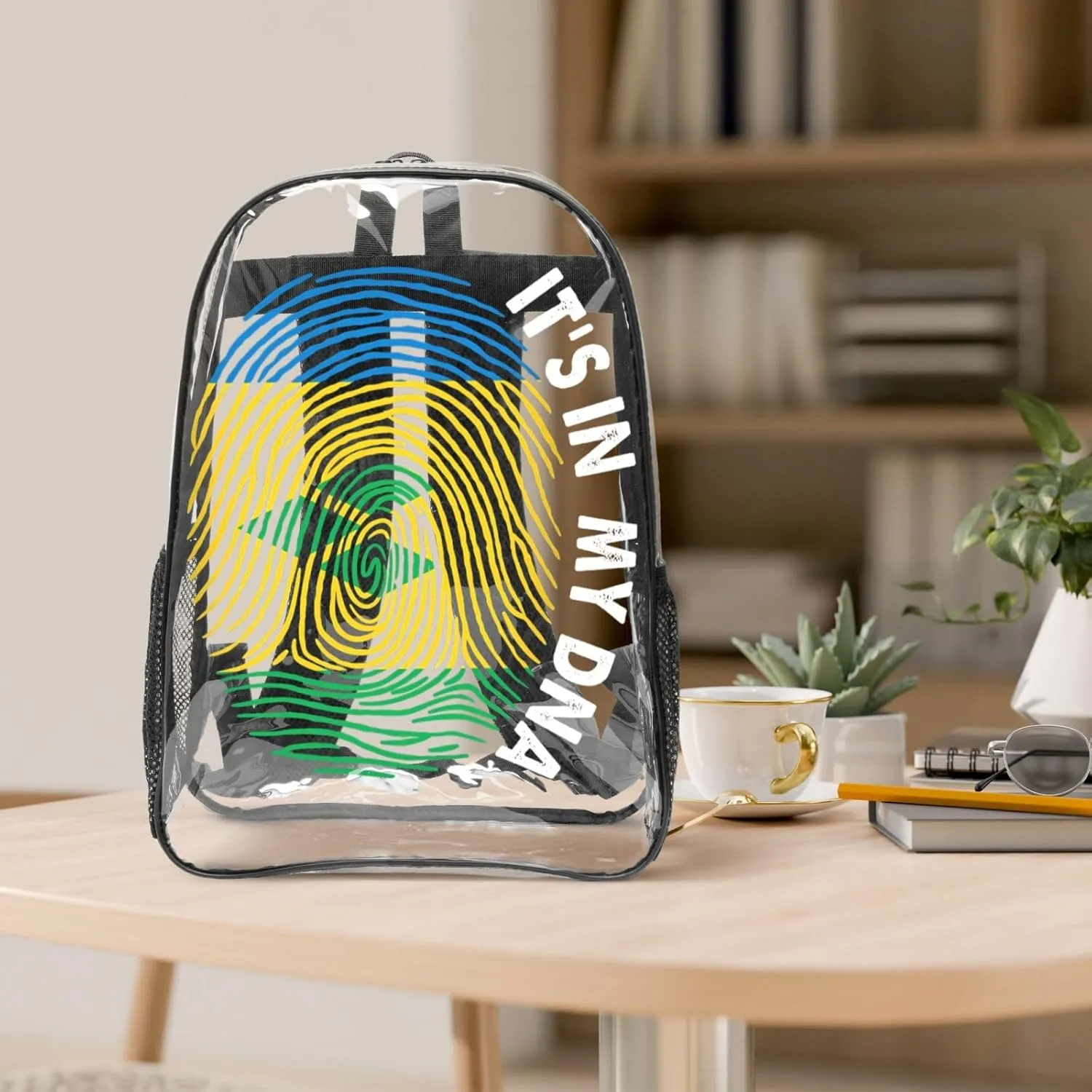 Saint Vincent and the Grenadines Flag Fingers Print 16 Inch Clear PVC Backpacks Transparent Backpack Multipurpose Double Shoulder Bag for Men Women Gifts