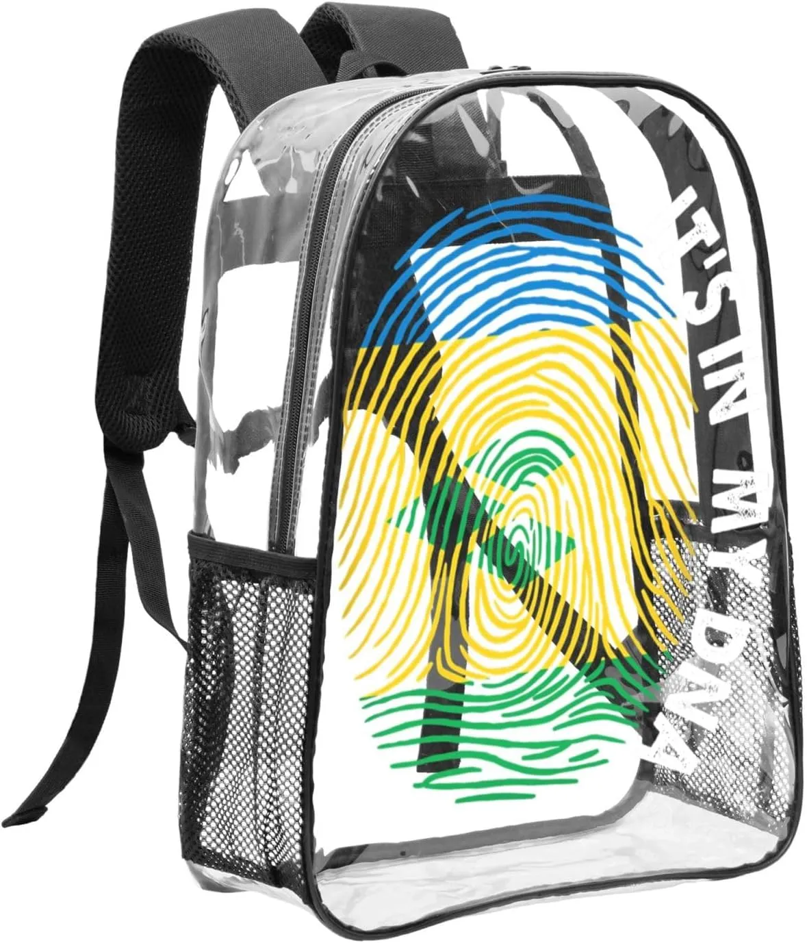 Saint Vincent and the Grenadines Flag Fingers Print 16 Inch Clear PVC Backpacks Transparent Backpack Multipurpose Double Shoulder Bag for Men Women Gifts