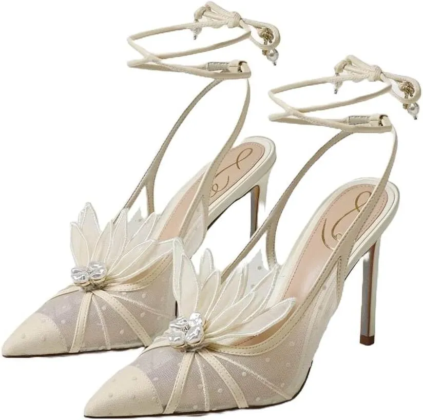 Sam Edelman Aura Women's Heels Ivory Tulle Size 6.5 M