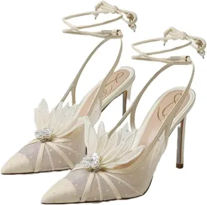Sam Edelman Aura Women's Heels Ivory Tulle Size 8.5 M